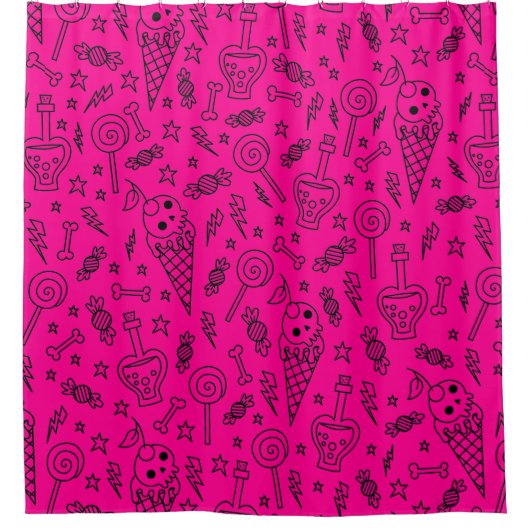 Halloween-Eis-Schädel-Knochen-Gift-rosa Duschvorhang (Vorderseite)