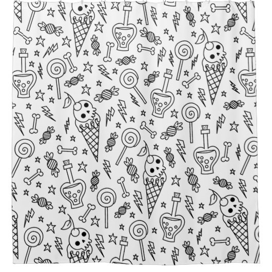 Halloween-Eis-Schädel-Knochen-Gift-weiß Duschvorhang (Vorderseite)