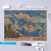 Halloween Elegant Blue Gold Mosaik Bat Beautiful Seidenpapier (Handwerk)