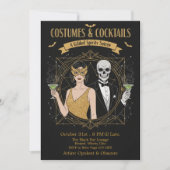 Halloween, elegant gotische Kostüme & Cocktails Einladung (Vorderseite)