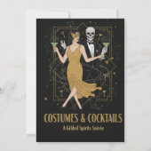 Halloween, elegant gotische Kostüme & Cocktails Einladung (Rückseite)