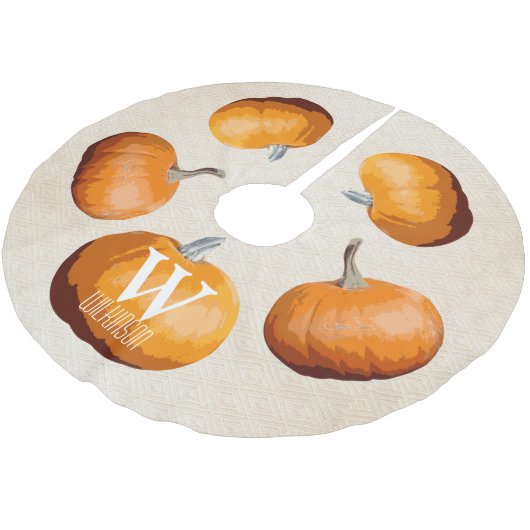 Halloween Elegant Harvest Pumpkins - Personalisier Polyester Weihnachtsbaumdecke (Schrägansicht)