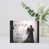 Halloween Elegant Lovers Black MENU Matching UAWG Einladungspostkarte (Stehend Vorderseite)