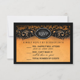 Halloween Elegant Orange Black 3.5x5 Hochzeitsramp RSVP Karte