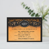 Halloween Elegant Orange Black 3.5x5 Hochzeitsramp RSVP Karte (Stehend Vorderseite)
