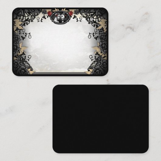 Halloween Elegant Skeletons Rose BLANK Platzkarten Begleitkarte (Vorne/Hinten)
