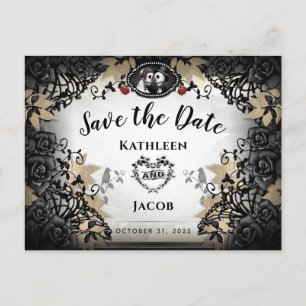Halloween Elegant Skelette Save the Date PostCard Postkarte