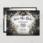 Halloween Elegant Skelette Save the Date PostCard Postkarte (Vorne/Hinten)