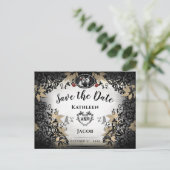 Halloween Elegant Skelette Save the Date PostCard Postkarte (Stehend Vorderseite)