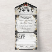 Halloween Elegante Black Rose Skeletons MENU UAWG All In One Einladung (Innen Boden)