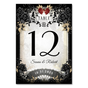Halloween Elegante Black Rose Tischnummer Card