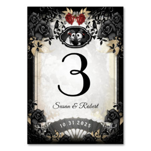 Halloween Elegante Black Rose Tischnummer Card