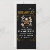 halloween elegante goldene Skelette Einladung (Vorderseite)