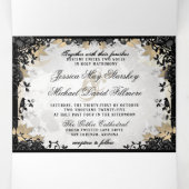 Halloween Elegante Rose "Gemeinsam mit" Nicht-MENU Dreifach Gefaltete Einladung (Innenseite Mitte)