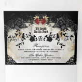 Halloween Elegante Rose "Gemeinsam mit" Nicht-MENU Dreifach Gefaltete Einladung (Innen Erste Seite)