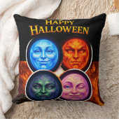 Halloween elemental moon faces, Gothic fantasy squ Kissen (Decke)