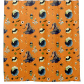Halloween-Elemente in Orange Duschvorhang (Vorderseite)