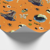 Halloween-Elemente in Orange Geschenkpapier (Ecke)