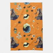 Halloween-Elemente in Orange Geschirrtuch (Vertikal)