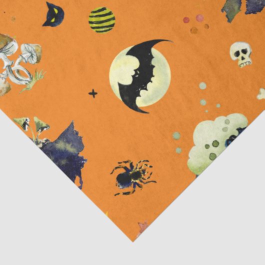 Halloween-Elemente in Orange Seidenpapier (Ausschnitt)