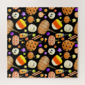 Halloween-Elemente: Kürbis, Schädel, Muschelmuster Puzzle (Horizontal)