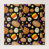 Halloween-Elemente: Kürbis, Schädel, Muschelmuster Puzzle (Vertikal)