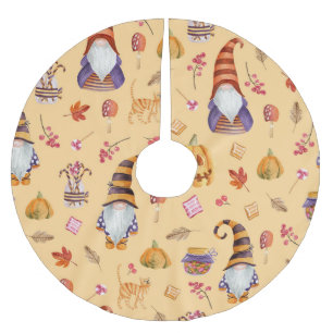 Halloween-Elemente: vintage Wasserfarbe nahtlos pa Polyester Weihnachtsbaumdecke