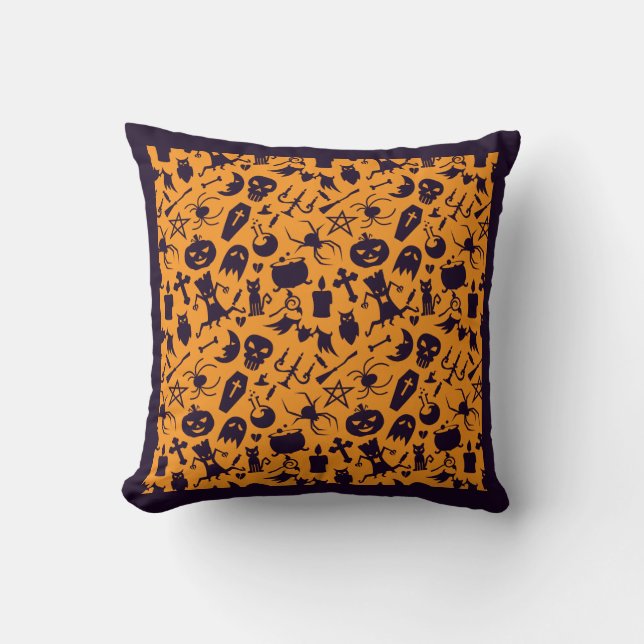 Halloween Elements Muster Pillow Kissen (Vorderseite)