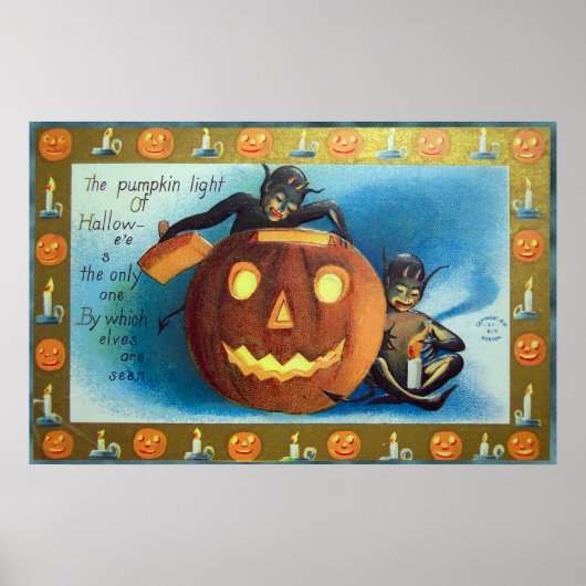 Halloween-Elfen und Vintages Party-Poster Poster (Vorne)
