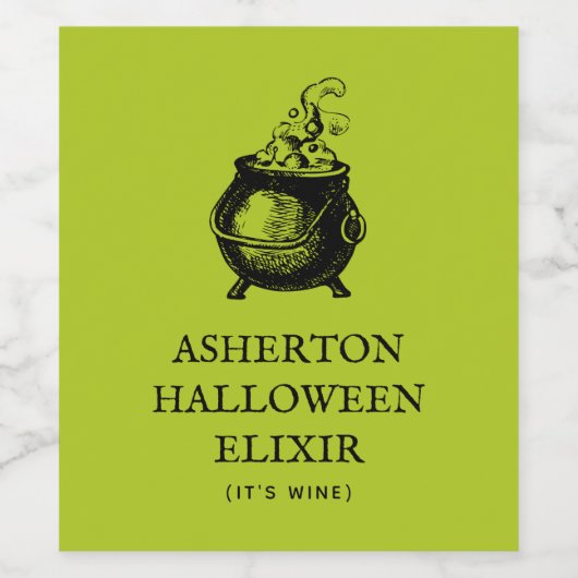 Halloween-Elixier personalisierter Kessel Weinetikett (Einzelnes Label)