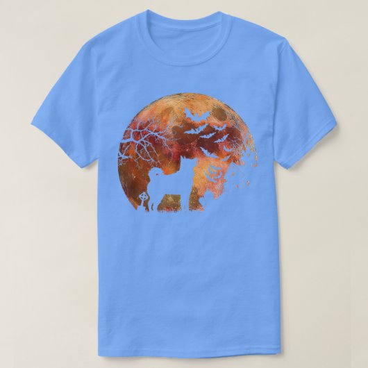 Halloween Elkhound, Graves, Wasserfarbenmoon & Hau T-Shirt (Design vorne)