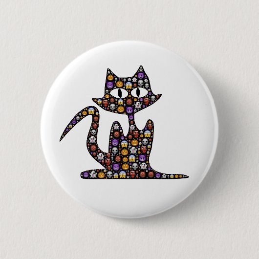 Halloween Emoji Black Cat Button (Vorderseite)