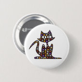 Halloween Emoji Black Cat Button (Vorne & Hinten)