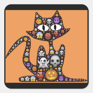 Halloween Emoji Cat-Aufkleber Quadratischer Aufkleber