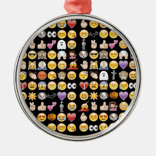 Halloween Emoji Silbernes Ornament (Vorne)