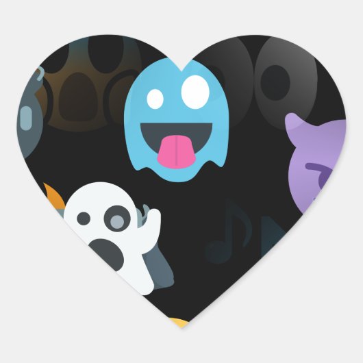 Halloween Emojis Herz-Aufkleber (Vorderseite)
