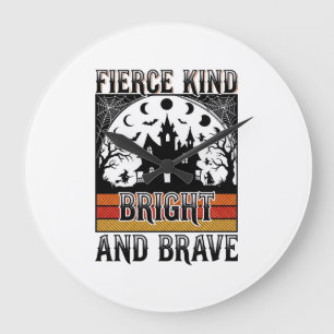 Halloween-Empowerment-Shirt Brave Vintage Hexen-D Große Wanduhr