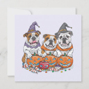 Halloween Englische Bulldoggen Kürbis Einladung
