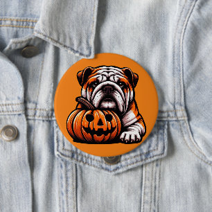 Halloween English Bulldog - Kürbislaterne Herbst Button