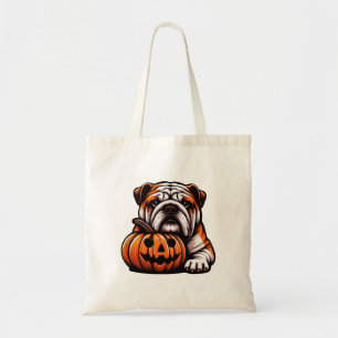 Halloween English Bulldog - Kürbislaterne Herbst Tragetasche