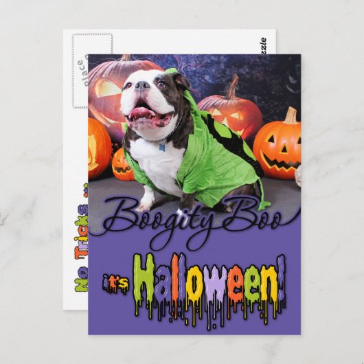Halloween - English Bulldog - Spike Postkarte (Vorne/Hinten)