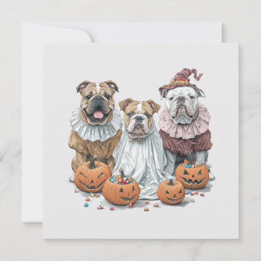 Halloween English Bulldogs Pumpkin Einladung (Vorderseite)