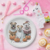 Halloween English Bulldogs Pumpkin Pappteller (Party)