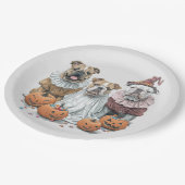 Halloween English Bulldogs Pumpkin Pappteller (Schrägansicht)