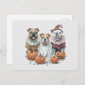 Halloween English Bulldogs Pumpkin Postkarte (Vorne/Hinten)