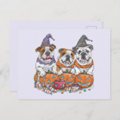 Halloween English Bulldogs Pumpkin Postkarte (Vorne/Hinten)
