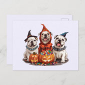 Halloween English Bulldogs Pumpkin Postkarte (Vorne/Hinten)