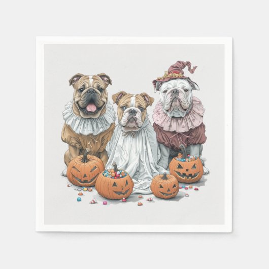 Halloween English Bulldogs Pumpkin Serviette (Vorderseite)