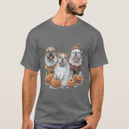 Halloween English Bulldogs Pumpkin T-Shirt