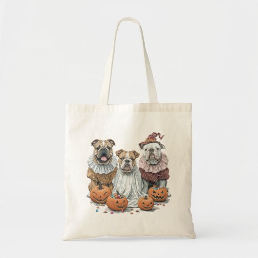 Halloween English Bulldogs Pumpkin Tragetasche (Vorne)